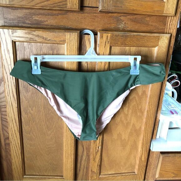NWT J Crew Curved Waist Cheeky Bikini Bottom Safari Green - L - Picture 5 of 7